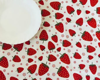 Strawberry waterproof tablecloth, strawberry table runner, summer tablecloth, berry tablecloth, flower tablecloth, small print tablecloth