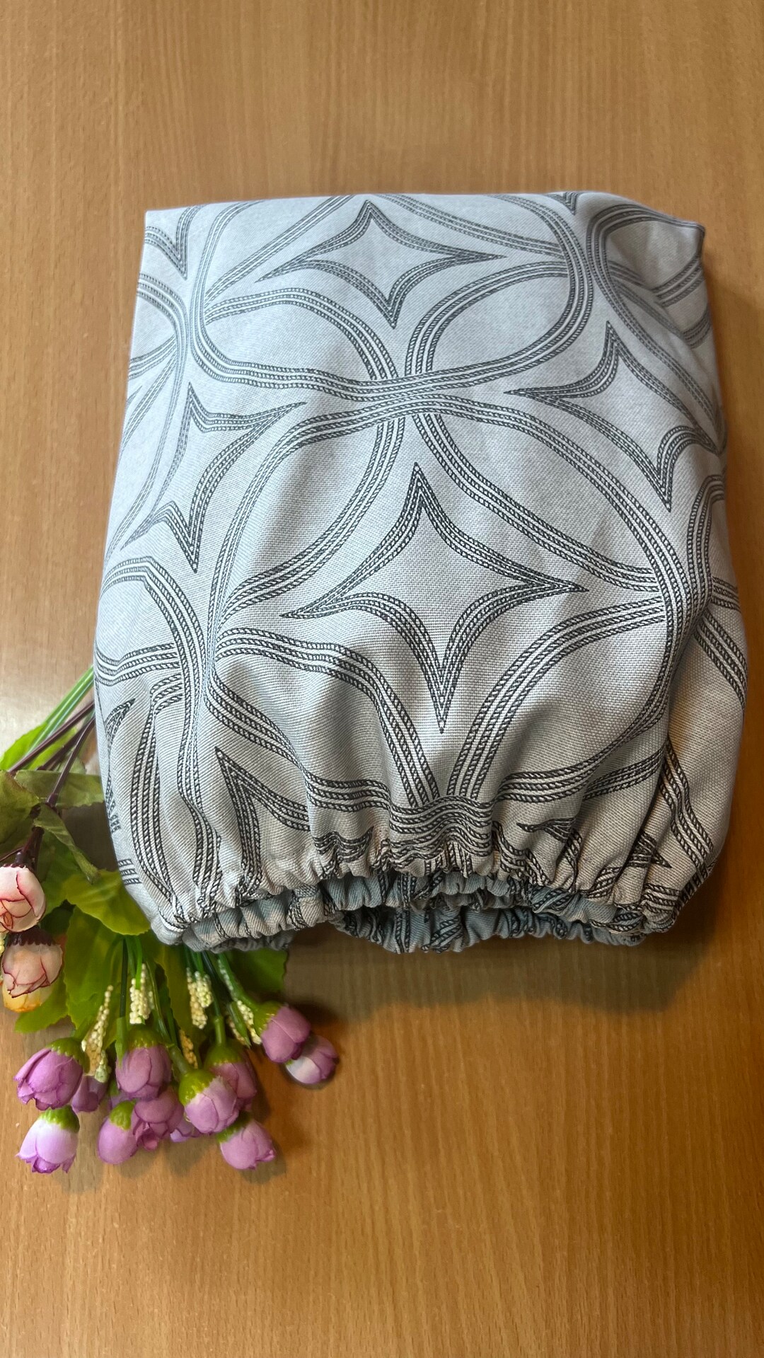 Grey Fitted Waterproof Tablecloth, Grey Round Tablecloth, Elastic Band