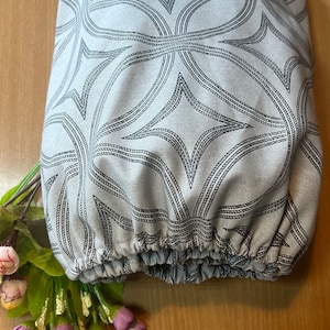 Grey fitted waterproof tablecloth, grey round tablecloth, elastic band tablecloth, geometric tablecloth elastic band