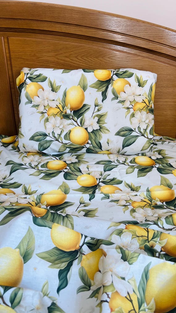 レモン柄の枕カバー、レモン柄の花柄の枕カバーセット、レモン柄の
