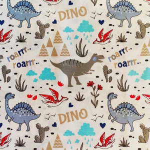 Dinosaur cotton fabric, dino print fabrics, dinosaur printed elite Turkish cotton fabric, dinosaur fabric by the yard fabric image 1