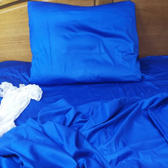 Blue Satin Bedding Sets, Blue Electric Satin Sheets, Blue Satin
