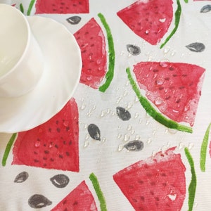 Watermelon waterproof tablecloth, watermelon teflon tablecloth, dirty-proof tablecloth, watermelon square table cloth, round table cover