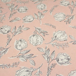 Big cotton flowers on pink peach background waterproof tablecloth