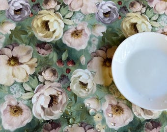 Mantel de flores de primavera, mantel de anémona, mantel verde, mantel impermeable, mantel de cocina, mantel grande fácil de limpiar.