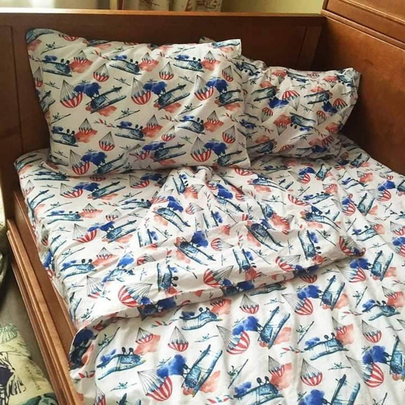 Parachute Pillowcases for Kids Boy's Bedding Set Cotton Etsy