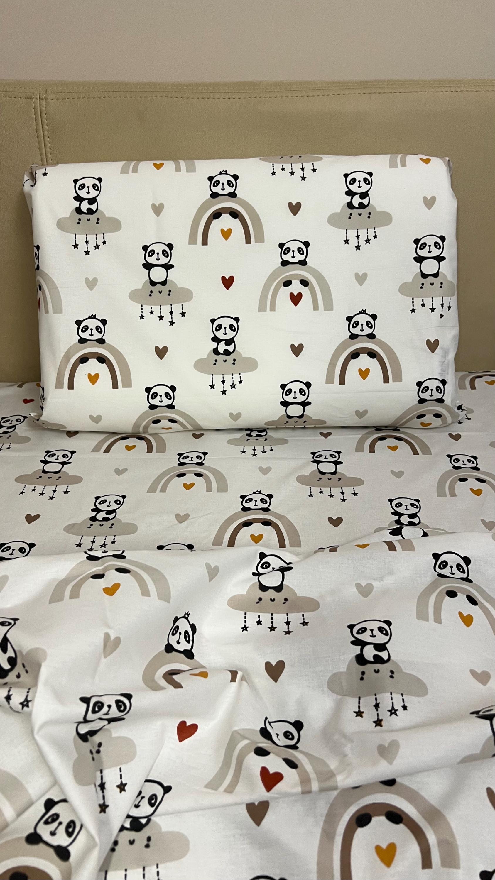 Pandas Hearts Pillowcase, Panda Crib Bed Sheet Set, Panda Toddler Set ...