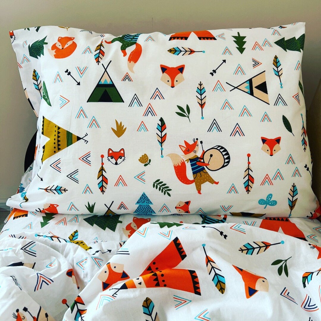 Camping Bedding, Forest Pillowcases, Toddler Bedding Set Sheets, Cot
