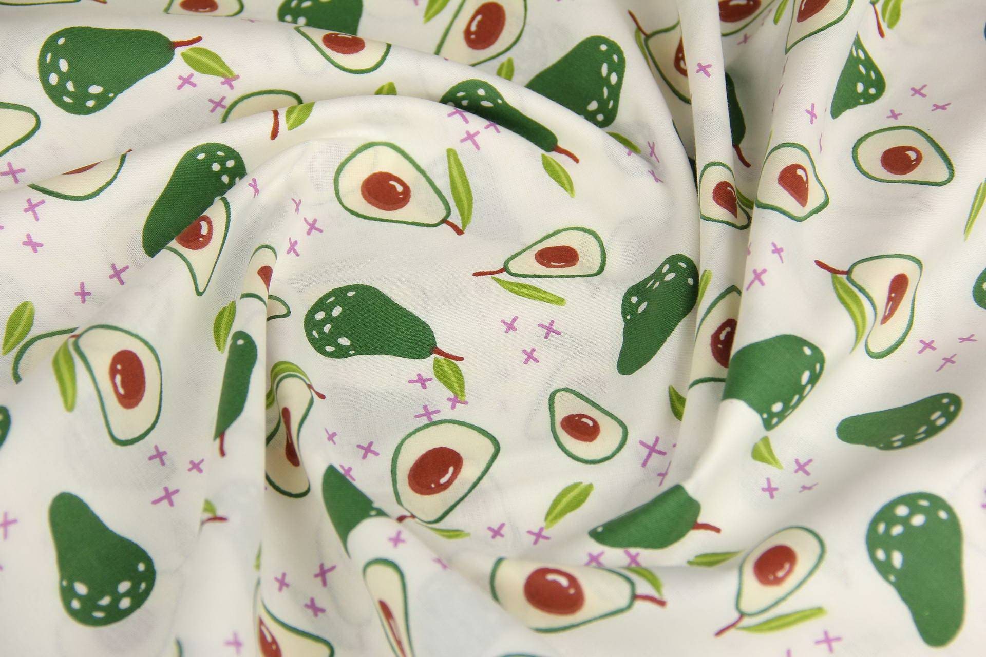 Avocado Cotton Fabric by the Yard Green Avocado Print - Etsy Norway