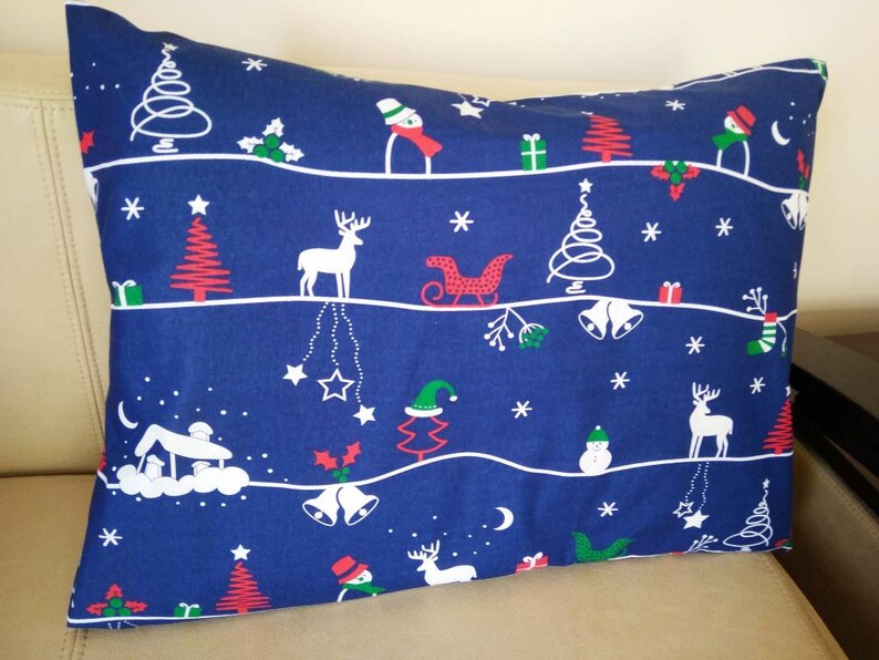 Christmas Pillowcases Blue Xmas Pillowcase Christmas Etsy