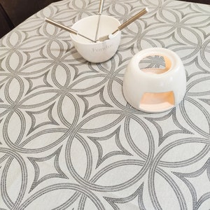 Waterproof geometric tablecloth, gray tablecloth, oil dirty-proof tablecloth, geometric table cover, water-repellent table cloth