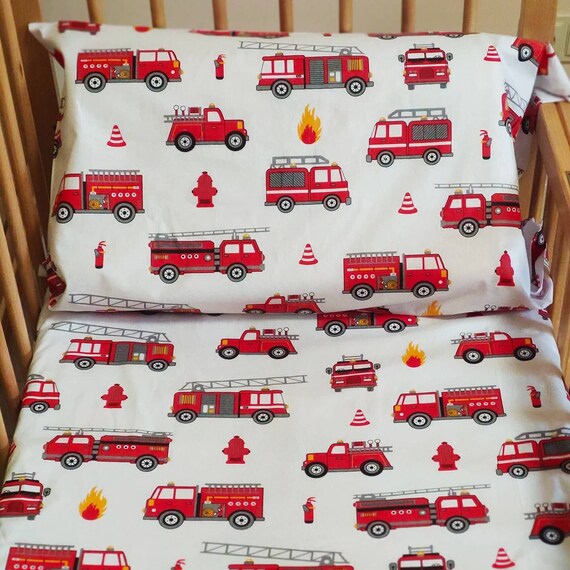 Pillowcase firetrucks for boy crib Fire Truck Toddler Pillow Case