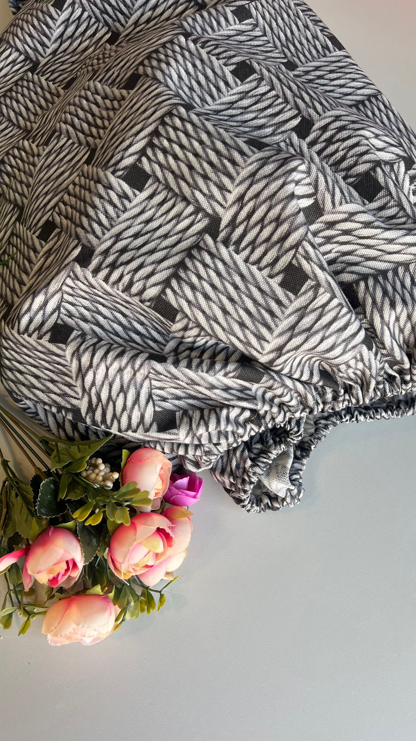 Grey Rattan Fitted Waterproof Tablecloth, Grey Round Tablecloth, Rattan ...