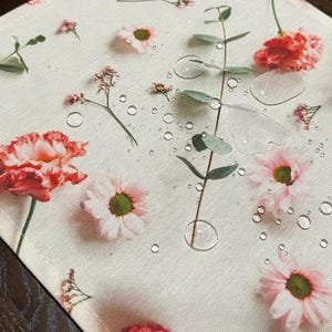 Manteles individuales impermeables 3D con flores de primavera, manteles con flores de primavera, manteles con estampado floral digital, servilletas de camino de mesa con flores rosas