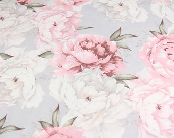 Pink peonies pillowcase, big pink peonies bedding set, blue peonies sheets, big pink peonies duvet cover