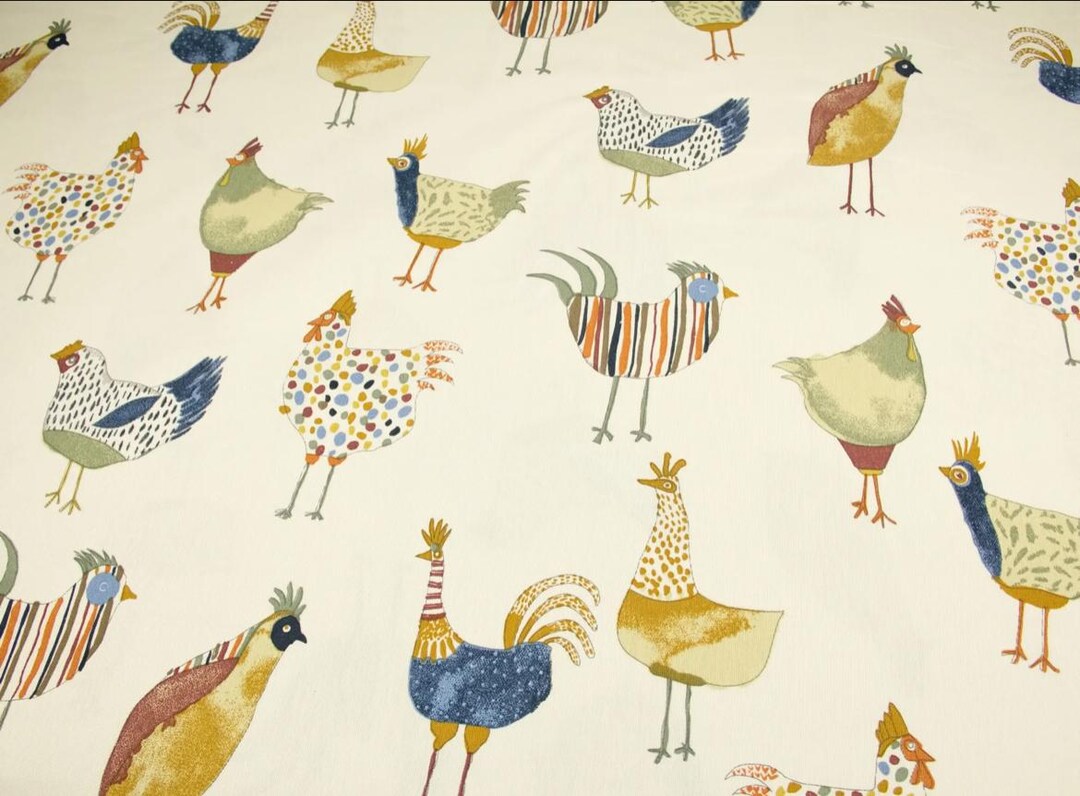 Funny Chickens on Cream Tablecloth, Country Style Tablecloth ...