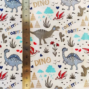 Dinosaur cotton fabric, dino print fabrics, dinosaur printed elite Turkish cotton fabric, dinosaur fabric by the yard fabric image 4