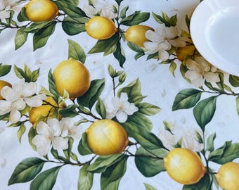 Lemon fruits waterproof tablecloth, lemon table top runner, dirty-proof tablecloth, square table cloth, lemon napkins