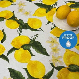 Lemon Blossom Waterproof Tablecloth, Teflon Cotton Table Runner