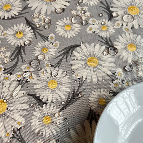 Chamomile waterproof tablecloth, daisies waterproof tablecloth, flowers waterproof tablecloth, daisies napkins, daisies table runner