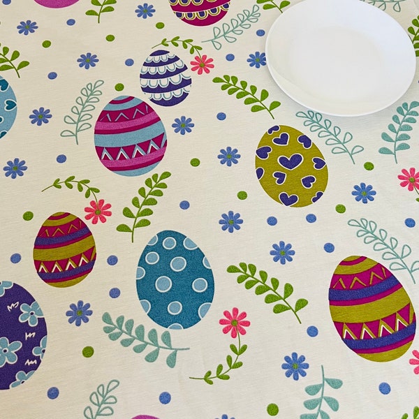Spring Easter eggs tablecloth, multicoloured Easter eggs waterproof table cloth, Easter eggs table cover, Easter gift for woman girls