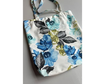 Blue peonies bag, big shopper peonies bag, washable tote bag, waterproof bag, shopper tote bag, shopper handbags bag, flowers bag, tote bag