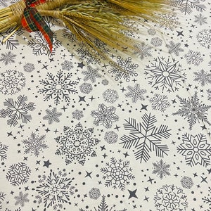 Silver Christmas snowflakes waterproof milk tablecloth, silver grey snowflakes Christmas table cover table top placemats