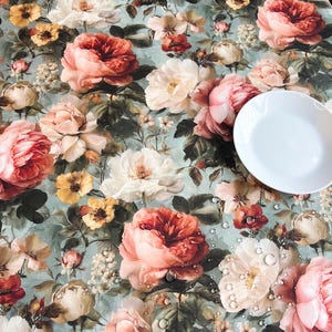 Provance garden flowers waterproof tablecloth, roses flowers square table cloth round table top