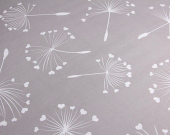 Gray hearts dandelion tablecloth, gray waterproof table cover, teflon dirty-proof tablecloth, square round grey dandelion table cloth