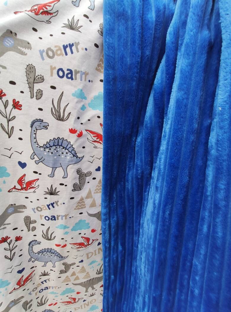 Dinosaur Plush Blanket Baby Kids Dino Plush Minky Throw Blue Etsy