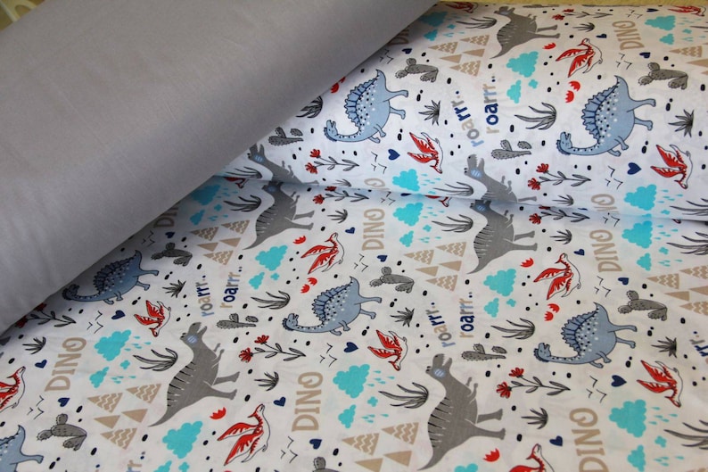 Dinosaur cotton fabric, dino print fabrics, dinosaur printed elite Turkish cotton fabric, dinosaur fabric by the yard fabric image 10