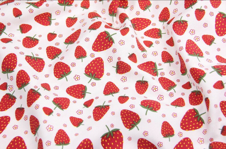 Strawberry waterproof tablecloth, strawberry table runner, summer tablecloth, berry tablecloth, flower tablecloth, small print tablecloth image 6