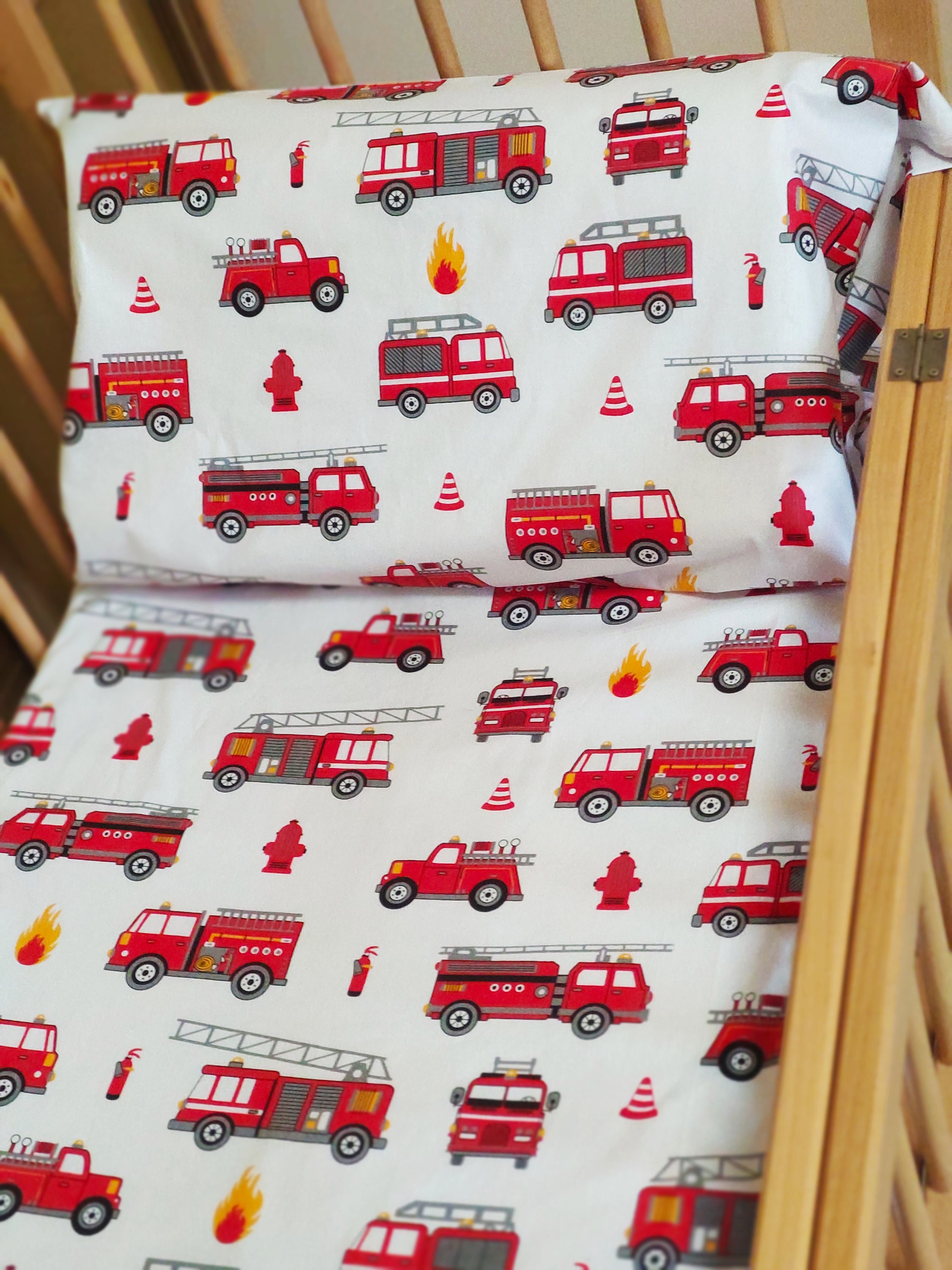 Pillowcase firetrucks for boy crib bedding fire truck Etsy