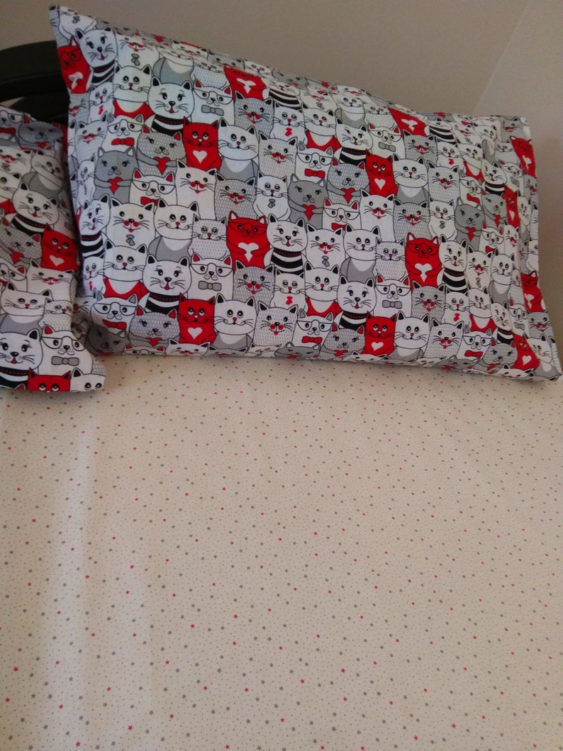 Queen King cat bed sheet cat cot bed crib bedding bedding set pink gray red cats baby toddler adult Red cats pillowcases sheet for kids