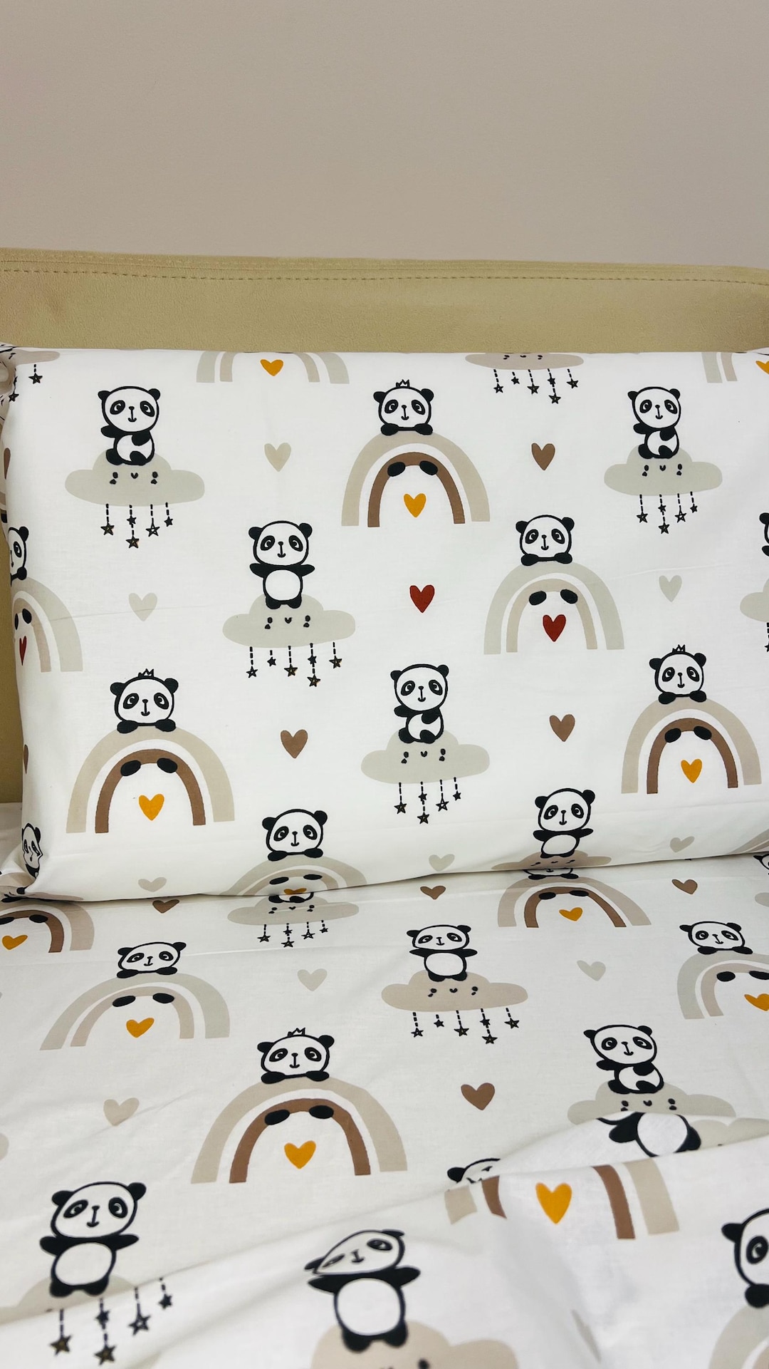 Pandas Hearts Pillowcase, Panda Crib Bed Sheet Set, Panda Toddler Set ...