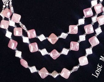 Pink aventurine multistrand necklace