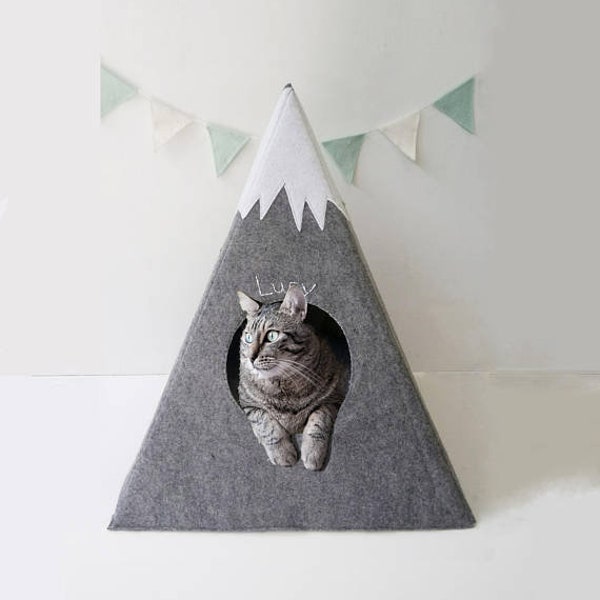 Cat bed cat cave for cats  cat teepee with pillow modern cat bed gift for cat mama small dog bed - cat house - pet teepee - cat bed