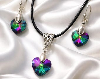 Schmuckset Kette mit Anhänger Herz und Ohrringe Herz