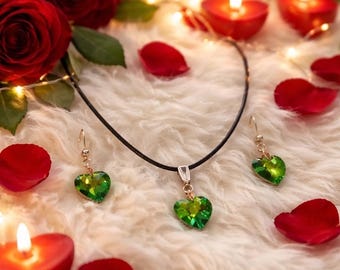 Schmuckset Kette mit Anhänger Herz und Ohrringe Herz