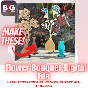 Laser geschnittener Blumenstrauß SVG | 3D Floral Geschenkdatei für Glowforge, CO2, Diodenlaser | Muttertag, Geschenk für Lehrer, Erinnerungsstück