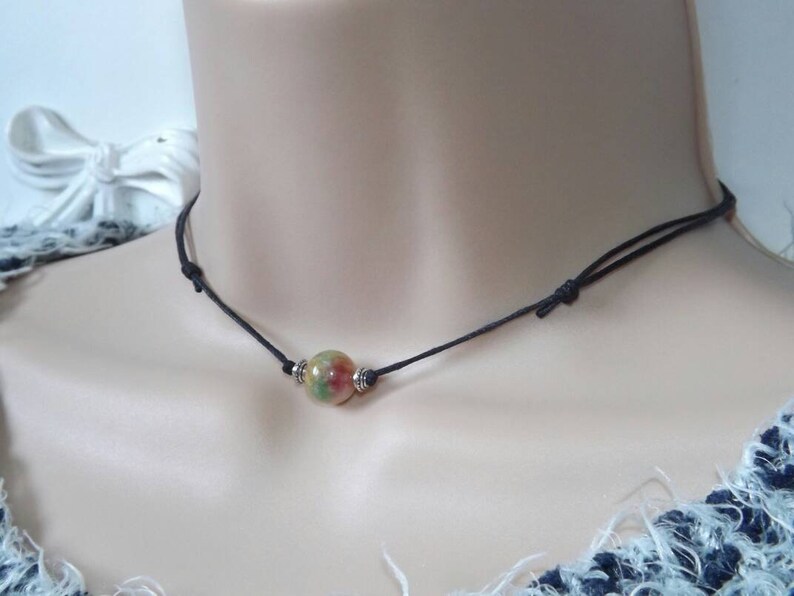 Rainbow Jade Necklace Sliding Knot Choker Cord Necklace Etsy