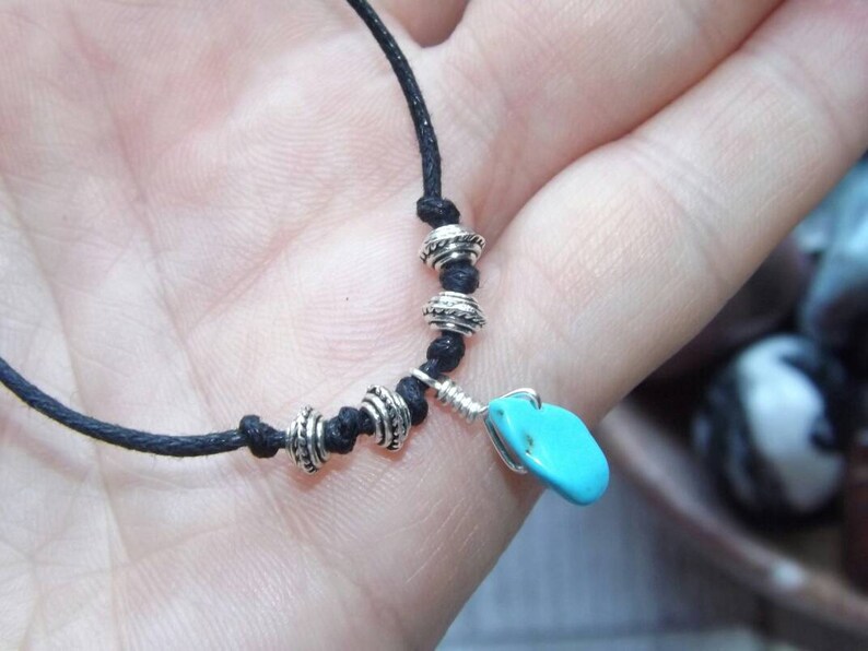 Turquoise Necklace Sliding Knot Choker Cord Necklace Surfer Etsy
