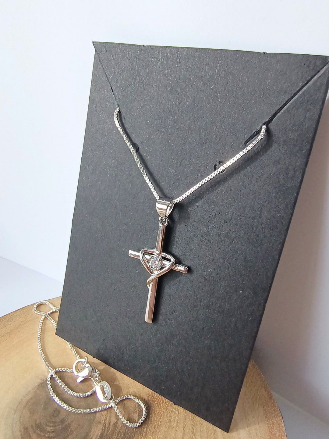 Collar De Cruz De Jesús Para Hombre, Plata De Ley 925