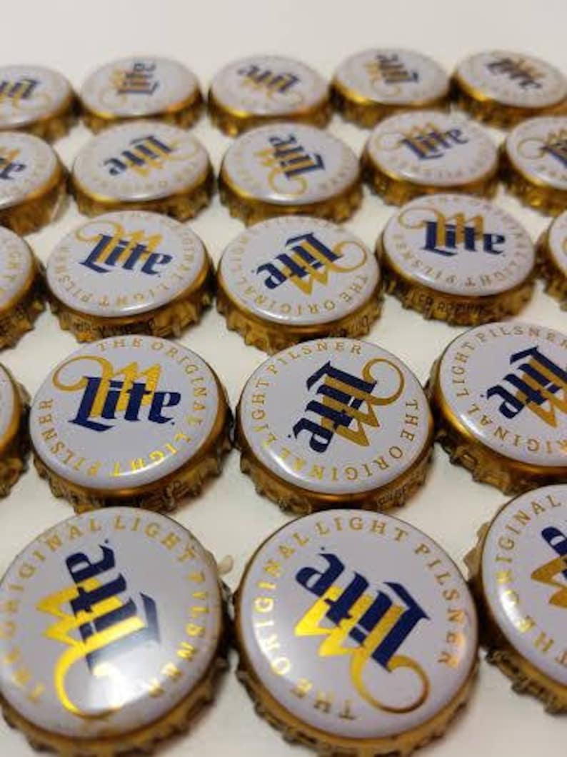 25 500 Beer Bottle Caps Miller Lite White Gold and Blue Etsy