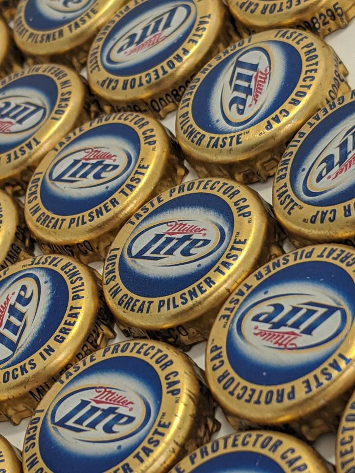 25 Beer Bottle Caps Miller Lite Gold and Blue Caps Etsy UK
