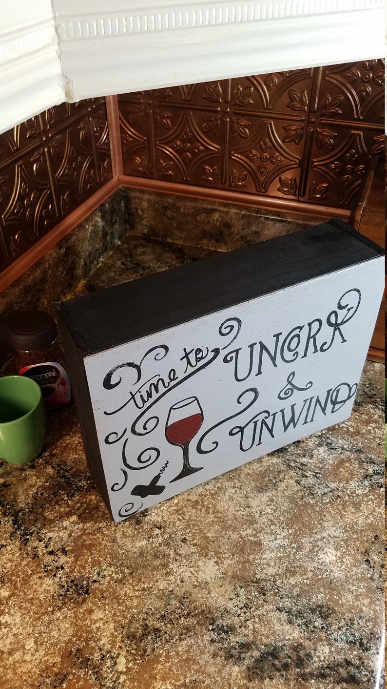 Kitchen decor sign and Spice Rack hand painted original design for the wine enthusiast and made with 100/% reclaimed wood