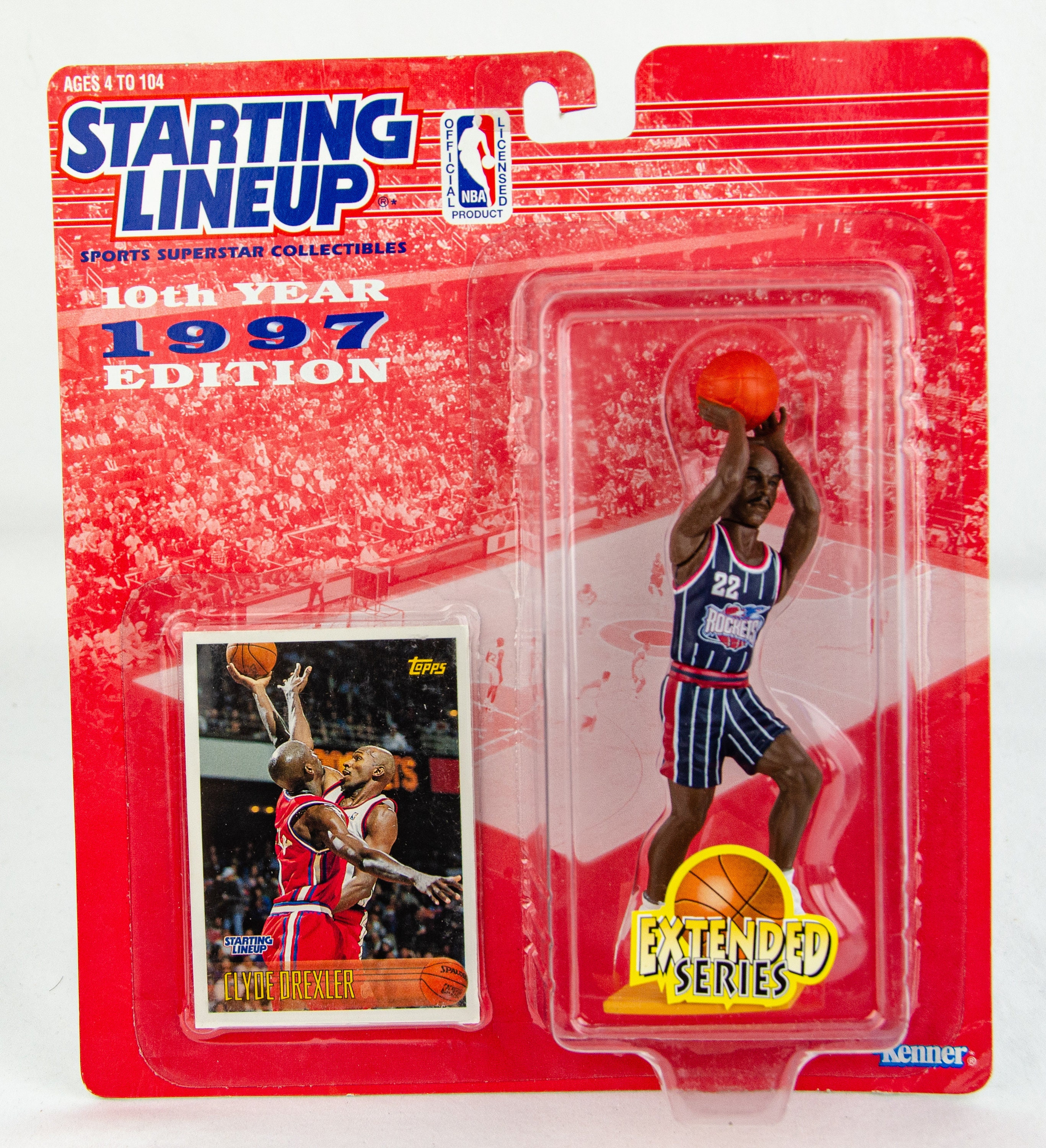 Vintage 1997 Kenner Starting Lineup NBA Houston Rockets Clyde