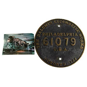 Baldwin Locomotive Works Philadelphia 61079 October 1929 Builders Metal Plate