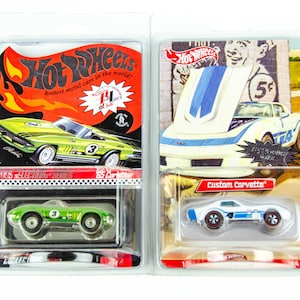 Hot Wheels RLC Redline Club Lot of 2 Custom Corvette White & 65 Corvette Green