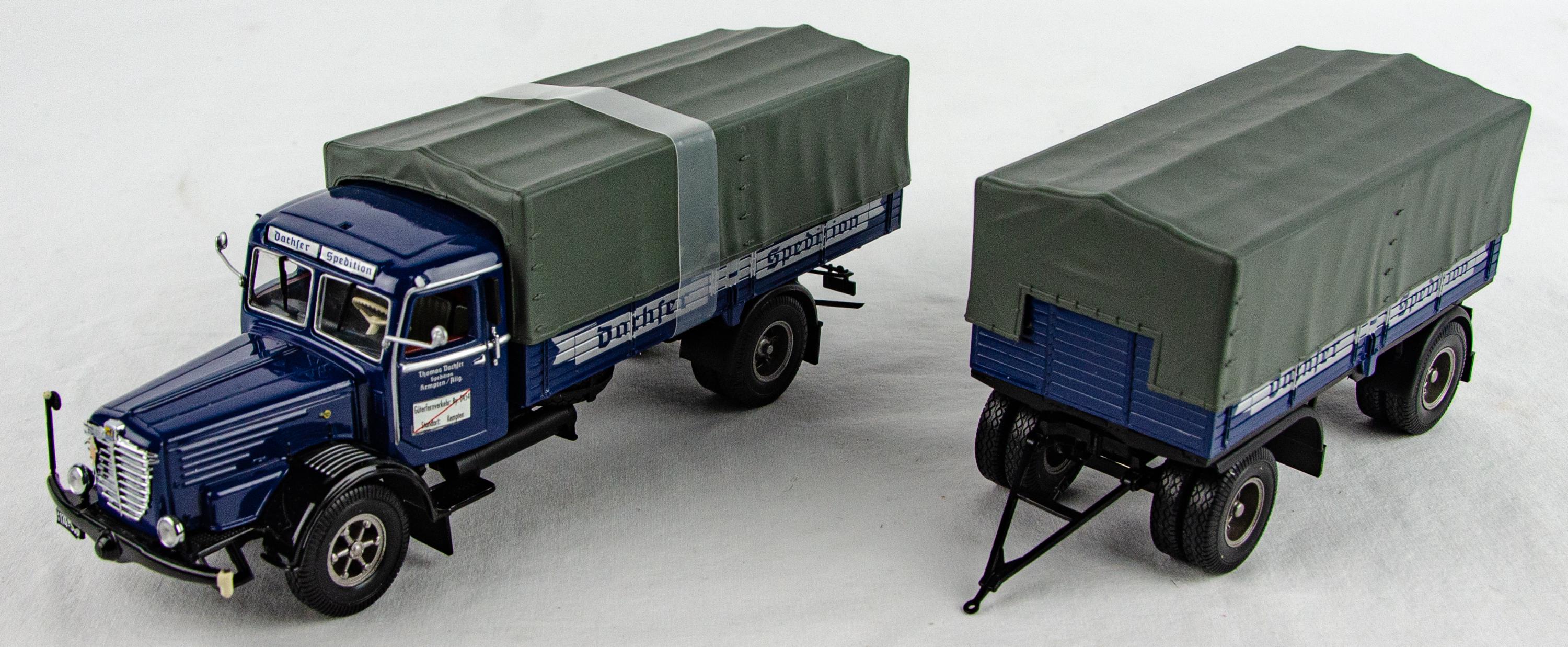 MINICHAMPS Büssing 8000S トラック Minichamps Buessing 8000 S Canvas Truck & Trailer Dachser 1:43